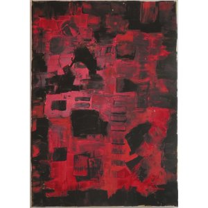 Keilrahmen 50x70 cm.
Titel: Dominant Schwarz/Rot.