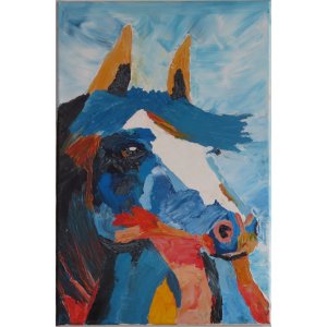 Keilrahmen 40x60 cm.
Titel: Pferd.