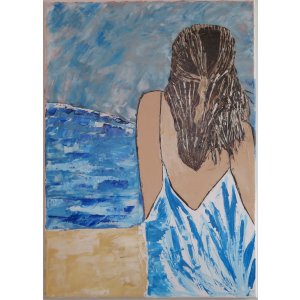 Keilrahmen 50x70 cm.
Titel:Frau am Strand.