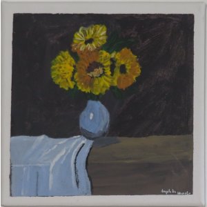 Keilrahmen 20x20 cm.
Titel: Sonnenblumen.