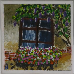 Keilrahmen 20x20 cm.
Titel: Fenster Blick.