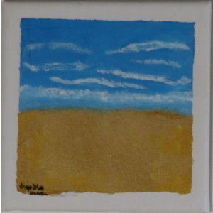Keilrahmen 15x15 cm.
Titel: Der Strand.