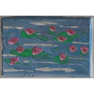 Keilrahmen Rechteck 10x15 cm.
Titel: Seerosen.
