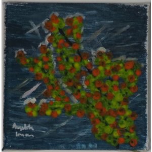 Keilrahmen 10x10 cm.
Titel: Blumen am See.