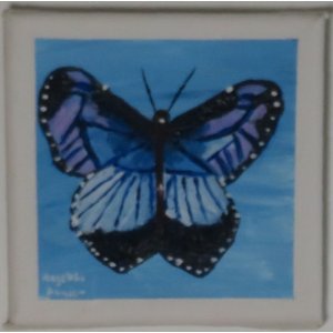 Keilrahmen 10x10 cm.
Titel: Schmetterling.