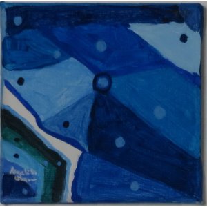 Keilrahmen 10x10cm.
Titel: Blaue Welt.