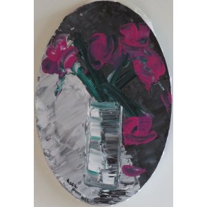 Keilrahmen Ovale 20x30 cm.
Titel: Blumenstrauß.