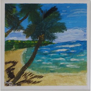 Keilrahmen 20x20 cm.
Titel: Karibik.