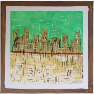 Keilrahmen 60x60 cm.
Titel: Stadt.