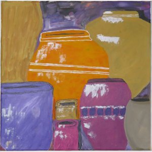 Keilrahmen 50x50 cm.
Titel: Töpfe und Vasen.