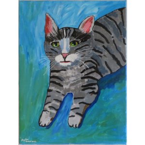 Keilrahmen 30x40 cm.
Titel: Tigerkatze.