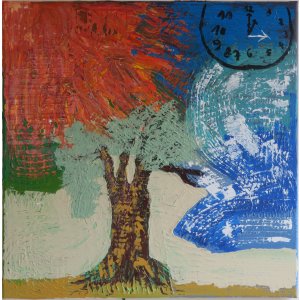Keilrahmen 60x60 cm.
Titel: Hitze und Kälte.
