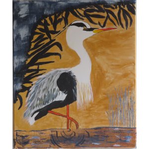 Keilrahmen 40x50 cm.
Titel: Graureiher.