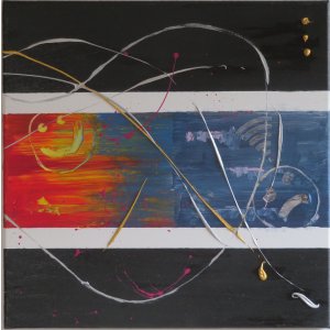 Keilrahmen 40x40 cm.
Titel: Innen Außen. 3.