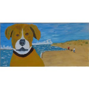 Keilrahmen 50x1oo cm
Titel:Hund am Strand.