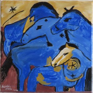 Keilrahmen 20x20 cm
Titel: Der Blaue Turm der Pferde von (Franz Marc 1913)