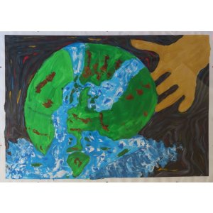 Papier 50x70 cm
"Das Spiel mit der Erde einfach wegwerfen".