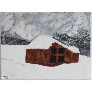 Keilrahmen 30x40cm
Titel: Der Berghütte im Winter.