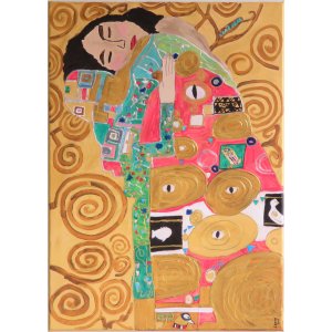Keilrahmen 50x70cm.
Titel: Die Erfüllung (Liebespaar). Von Gustav Klimt.