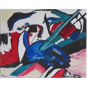 Keilrahmen 30x40cm.
Titel: Träumendes Pferd. Von Franz Marc.