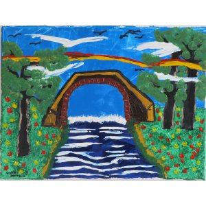 Keilrahmen 30x40cm.
Titel: Die Brücke.