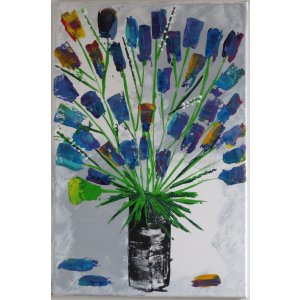 Keilrahmen 40x60 cm.
Titel: bunter Tulpen Bukett.