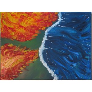 Keilrahmen 60x80cm.
Titel: Feuer&Wasser.
