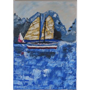 Keilrahmen 50x70 cm. Titel:Schiff auf hoher See.