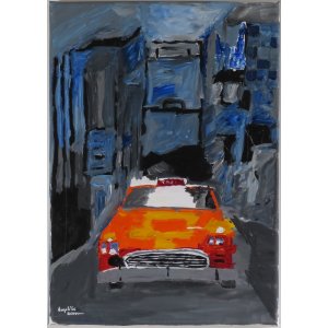 KeilrahmenK 30x40 cm.
Titel: Taxi auf New Yorks Straßen.