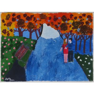 Keilrahmen 30x40 cm.
Titel: Spaziergang im Park.