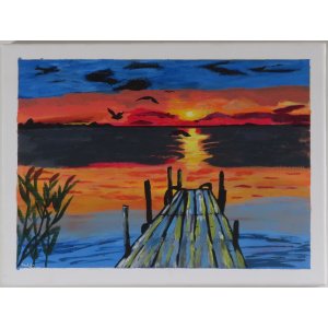 Keilrahmen:30x40 cm.
Titel: Bootsteg am See.