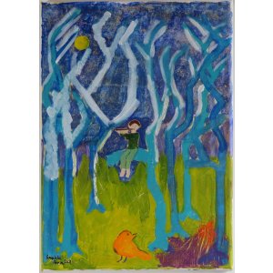 Keilrahmen 30x40 cm.
Titel: Mondschein Melodie.