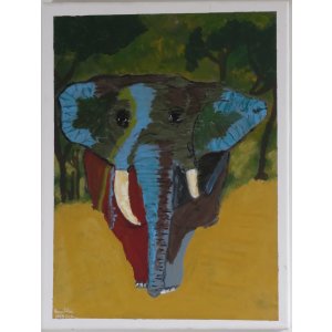 Keilrahmen 30x40 cm.
Elephant in der Stepe.