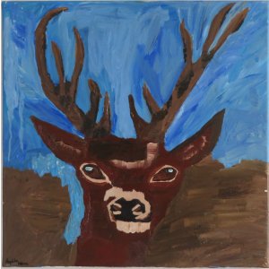 Keilrahmen 50x50 cm.
Titel: Rothirsch.