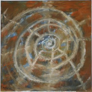 Keilrahmen 50x50 cm.
Titel: Ammonit.