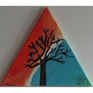 Keilrahmen Dreieck.
Titel: Baum des Lebens.