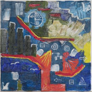 Keilrahmen 40x40 cm.
Titel: Neues,altes,nichts.