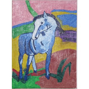 Keilrahmen 30x40 cm.
Titel Blaues Pferd 1 von Franz Marc 1911.