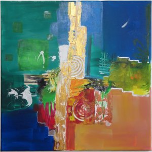 Keilrahmen 60x60 cm.
Titel: Spiegelbild.