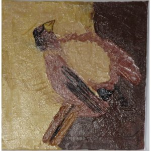 Keilrahmen  20x20 cm.
Titel: Der Tote Spatz von Franz Marc 1900.