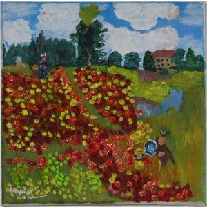 Keilrahmen  20x20 cm.
Titel: Mohnfeld von  claude Monet 1873.