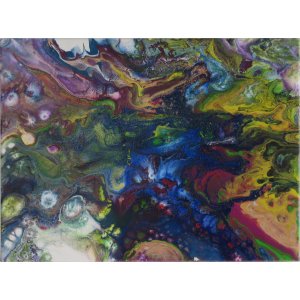 Keilrahmen 20x50 cm.
 Titel: Korallen Riff.