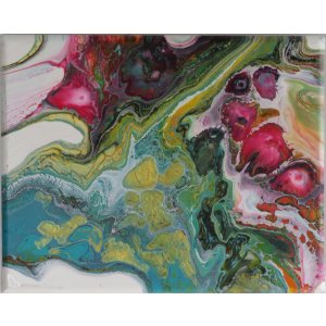 Keilrahmen 24x30 cm.
Titel: Abstrakte Korallenriff.