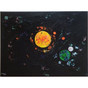 Keilrahmen 60x80cm.
Titel: Sonne,Merkur, Venus,Erde&Mond 