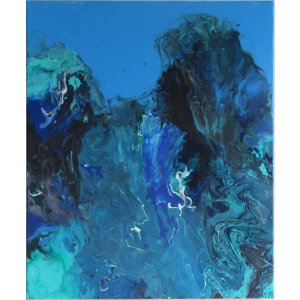 Keilrahmen 50x60 cm.
Titel: Blaues Ufer.