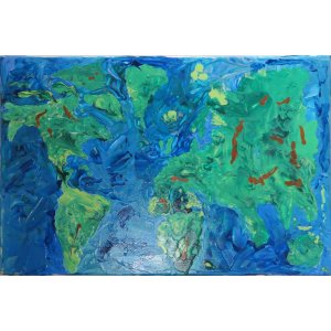 Keilrahmen 60x90 cm.
Titel: Weltkarte.