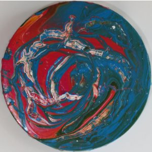 Keilrahmen Kreis form 20 cm.
Titel: Feuer und Wasser.