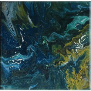 Keilrahmen 20x20 cm.
Titel: Marianengraben.