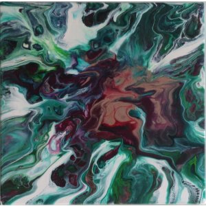 Keilrahmen 20x20 cm.
Titel: Zentrum.