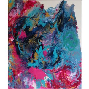 Keilrahmen 50x70 cm.
Titel: Vier Ringe.